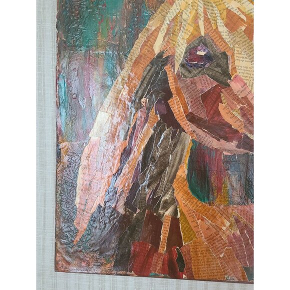Arabian Horse Mixed Media Torn Paper Collage Art 16"x20" On Cradled‎ Wood Panel - Picture 3 of 8